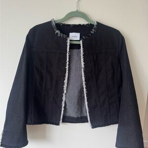 Akris Punto Black Jean Jacket with White Trim